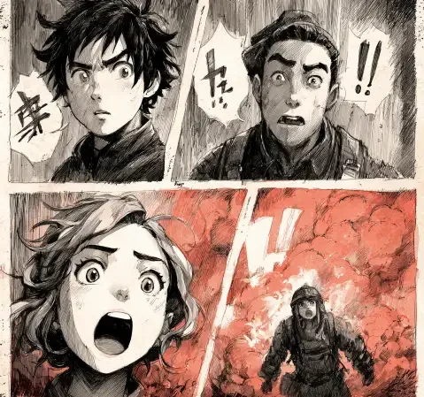 奇幻冒险题材漫画封面，浮空岛屿场景